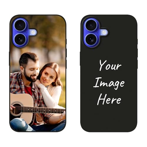 Funda Personalizada para iPhone 17 con Foto Imagen Texto Personalizable Carcasa Case Prueba de Golpes Silicona Suave TPU CREA tu Propia Fundas de Movil Personalizada Protección Negro