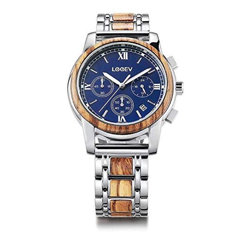 Preisvergleich Produktbild CJYDMM Watch Herrenuhr Holz kombiniert Stahl Quarzwerk für männliche Männer Persönlichkeit Cool Auto Datum Armband Armbanduhren Männer Geschenk