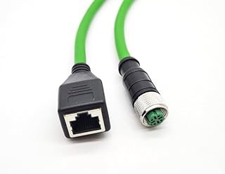 16.4ft M12 4 Pin to RJ45 Industrial Ethernet Cable, M12 4 Pin D Code Female to RJ45 Female Connector Cable High Flex Cat6 Shielded Field Wireable Cable Assembly for Automation Application 5Meter