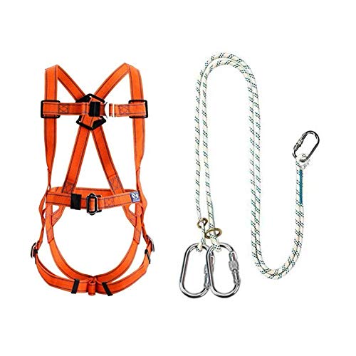 Safety Fall Arrest Kit, Full-Body Seat Belt, Adjustable Belt with Hook and Lanyard, D-Rings, for Aerial Lift Iron Worker Scaffolding Tower Carpenter