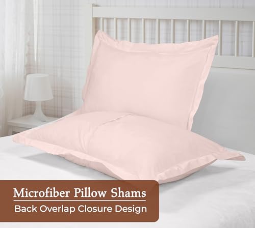 Image of Royale Linens Pillow Shams 2 Pack Queen Size 20x30 Inch - Brushed 1800 Microfiber - Bed Pillow Shams, Wrinkle Resistant Super Soft and Cozy - Back Overlap Closure - Oxford Pillowcase (Queen, Pink)