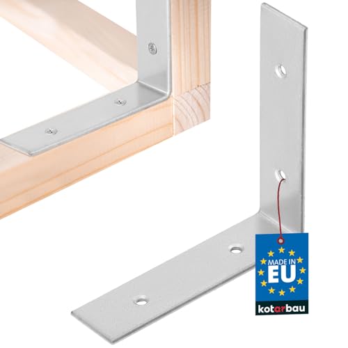 KOTARBAU® Conector angular de 80 x 80 x 20 mm, acero galvanizado, plateado, ángulo de carga pesada, conector para muebles, chapa angular, conector de madera, ángulo de estantería, metal galvanizado
