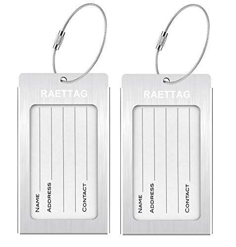 Image of Luggage Tags Metal Suitcase Tags Travel Bag ID Identifier Luggage Tag (Silver 2-Pack)