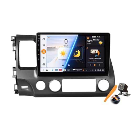 Radio estéreo para Coche Android 15.0 para Honda Civic 2006-2011 con GPS y navegación satelital Pantalla táctil de 10 Pulgadas Reproductor de DVD FM Bluetooth Carplay 4G 5G WiFi DSP SWC
