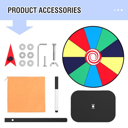 Retbtnm 8 Inch Prize Wheel Spinner with Stand, Dry Erase Spinning Wheel for Prizes with Marker and Cloth Used for Wiping, Spin The Wheel Game for Home Parties, Trade Shows & Classroom Activities - Thumbnail 2