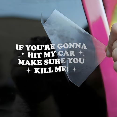 If You're Gonna Hit My Car Make Sure You K*ll Me Car Decal Funny Mental Health Joke Hilarious Car Windows Trucks Accessories Affirmations Vinyl Waterproof 6 Inches Bumper Sticker Gift for Friend Mom