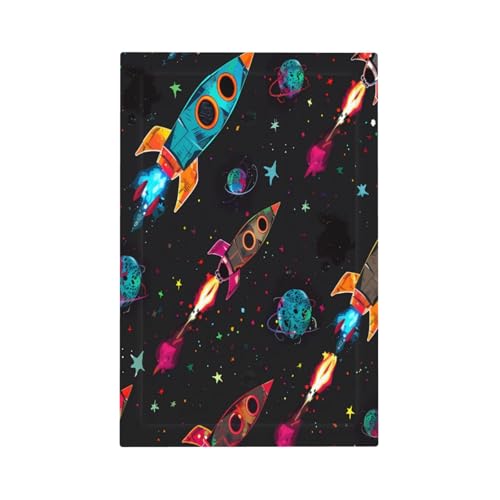 Mexpekil Colorful Space Universe Rockets Light Switch Cover, 1 Gang Single Blank Wall Plates, Decorative Outlet Covers Switchplate for Home Office