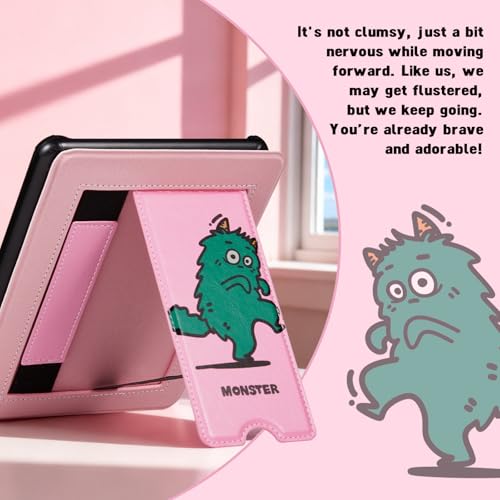 Image of CoBak Lightweight Stand Cute Case for 7 inch Kindle Paperwhite 12th Gen 2024 and Kindle Colorsoft with Right Hand Strap - Compatible with iPhone MagSafe, for Samsung /Anker Wireless Charging Pads