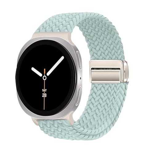 Image of Magnetic Braided Band for Samsung Galaxy Watch 9 8 40mm 44mm, Galaxy Watch8 Classic 46mm, One Click No Gap Elastic Stretchy Nylon Fabric Sport Strap for Women Men (Mint)