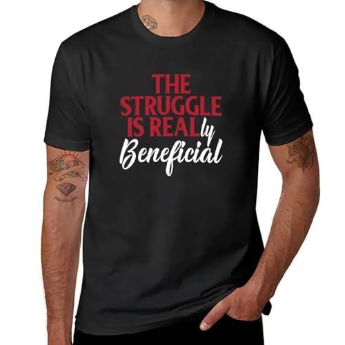 The Struggle Is Really Beneficial Teacher Growth Mindset tee T-Shirt Tops Tees Anime t-Shirt Men's Cotton t-Shirt Black XL
