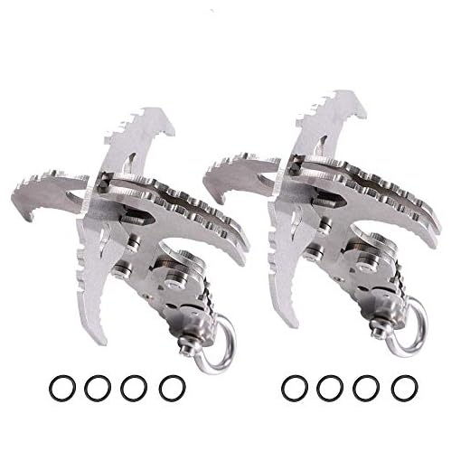 GearOZ Gravity Grappling Hook, 2-Pack Folding Survival Claw Gravity Hook Stainless Steel for Outdoor Hunting Tree Mountain Climbing Camping Tool
