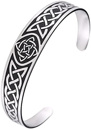 TURTLEDOVE Dara Celtic Knot Bracelet - Viking Bracelet with Vintage Totem - Stainless Steel Nordic Bangle Adjustable