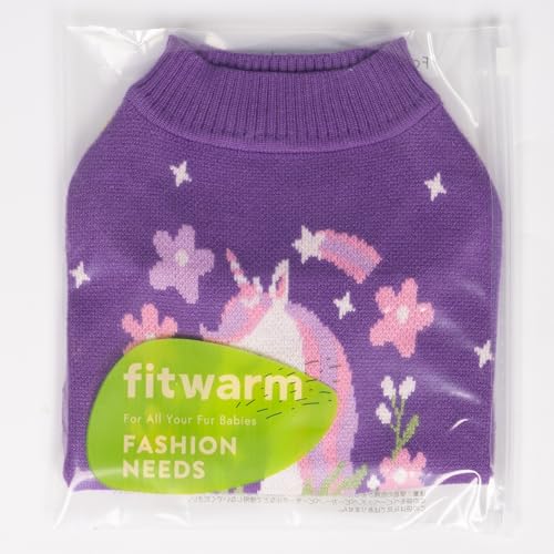 Image of Fitwarm Adorable Unicorn Dog Sweater, Thermal Dog Winter Clothes for Small Dogs Girl, Pet Outfit, Purple, Pink, White, XS