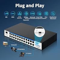 Goalake 24-Port Gigabit Easy Managed Switch – Plug & Play Managed Netzwerk, VLAN & QoS Bandbreitenkontrolle, industrielle Lüfterbauweise, Desktop/Rackmount, keine Abonnementgebühr – Ansicht 3