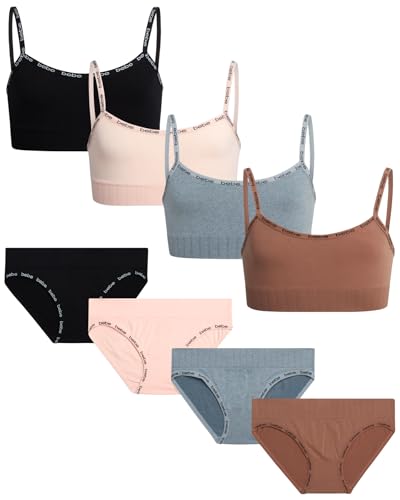 bebe Girls' Underwear Set - Seamless Cami Training Bra and Matching Panties (8 Piece)