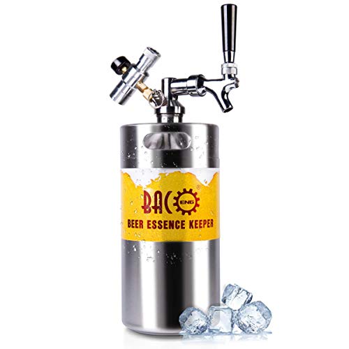 BACOENG 128 Ounce Pressurized Keg Growler, Kegerator for Home Brew Beer with Updated CO2 Regulator