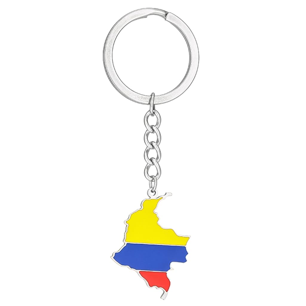 Bottone Durable Titanium Steel Keychain Colombian Map Flag Keyring National Maps Key Chains Stylish Ethnic Pendant Decorations