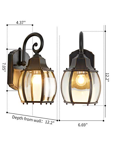 Berhzimd Dusk To Dawn Sensor Outdoor Wall Sconce 2 Pack Exterior Wall Mount Light Fixture With Photocell Outdoor Wall Lamp Waterproof Aluminum Porch Light For House, Patio, Garage, Black, Ul Listed #TOP6