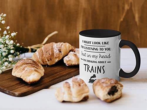 Stuff4 Steam Train Gifts for Men, in My Head I'm Thinking About Trains Mug - Image 2