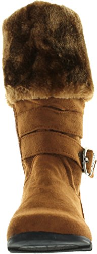 Rosegirl Diamond New Girls Slouch Comf Tall Midcalf Suede Winter Boots Shoes,Camel C01,123