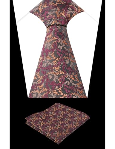 Image of Alizeal Mens 3.15'' Light Color Rustic Tie Handkerchief | with Flower Printed Handkerchief for Wedding Business Daily Wear