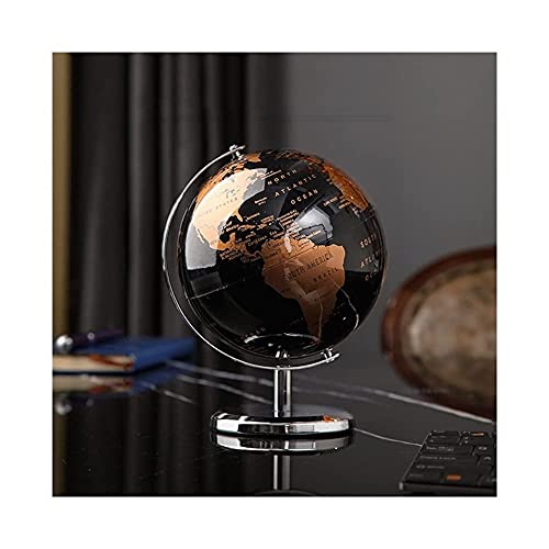 JJYY 5.5 Inch Diameter Black World Globe - Plastic/Metal - Desktop - Educational - Kids Decor