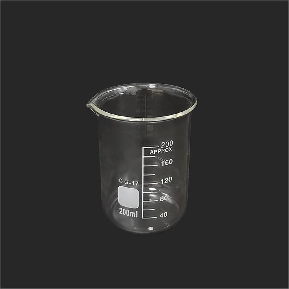 Set 8 Becher Vetro Graduati Forma Bassa 25/50/100/1000Ml Parete Spessa | 200ml, 250ml, 400ml, 500ml Tipi di becher, con bacchette agitanti