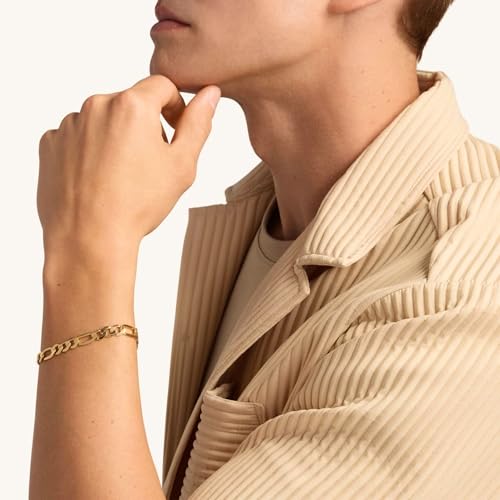 Pulsera Figaro de 7mm en Oro 14K para Mujer y Hombre miniatura 3