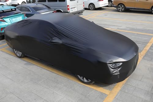 Image of DREAMOTOR Waterproof Car Cover for Corvette C8, PU Leather Car Cover Waterproof All Weather, Outdoor Indoor Car Covers Exterior Weatherproof, Stretch TPU Car Covers for Automobiles Car 165 inch L-180 L