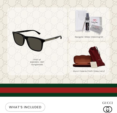 Gucci GG0381S Square Sunglasses For Men For Women +BUNDLE with ACCESSORY EYEWEAR KIT