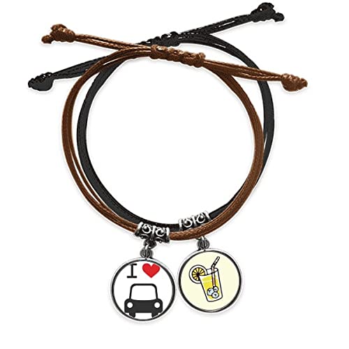 Bracelet cuir jus de citron avec cœur rouge pour voiture un cadeau idéal