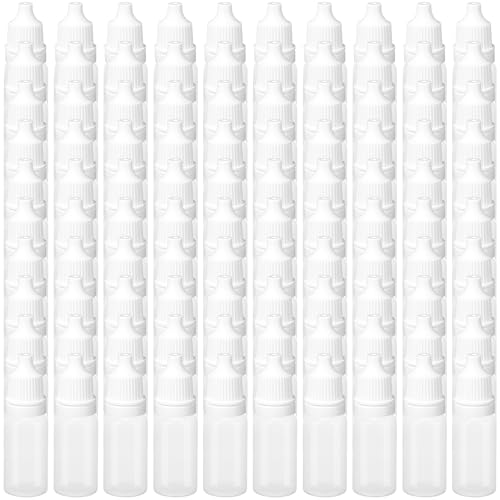 ywmigl 100 Pcs Plastic Dropper Bottles Squeezable Eye Liquid Dropper with Caps and Plug for Oil Eye Liquid Storage (15 ml)