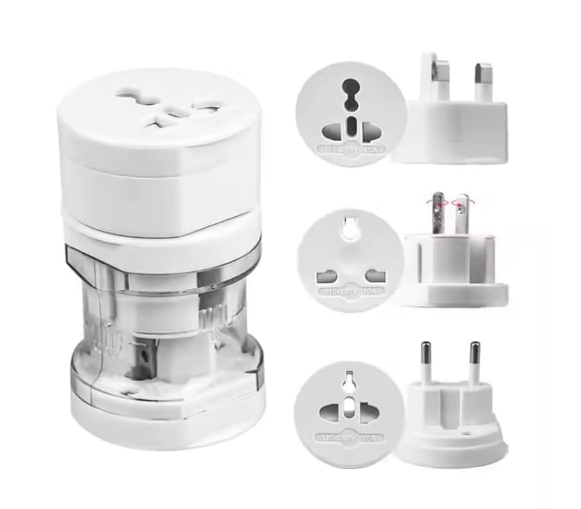 Universal Travel Adapter - International Multipurpose Solution for US, AUS, UK, EU, NZ, Europe, North/South America & 150+ Countries (Round) (White)-image-49
