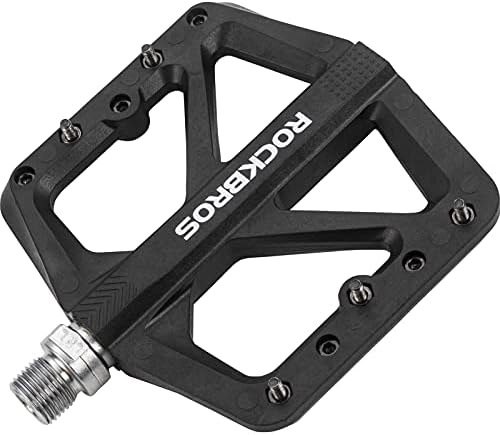 ROCKBROS Mountain Bike Pedals, Nylon MTB Pedals, 9/16 Inch Flat Pedals Anti-slip Waterproof Dustproof Black Red Yellow Purple-Compitable with Mountain Road Usual Bike