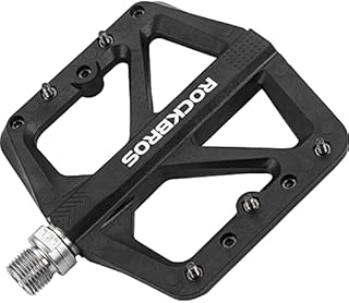 ROCKBROS Mountain Bike Pedals, Nylon MTB Pedals, 9/16 Inch Flat Pedals Anti-slip Waterproof Dustproof Black Red Yellow Purple-Compitable with Mountain Road Usual Bike