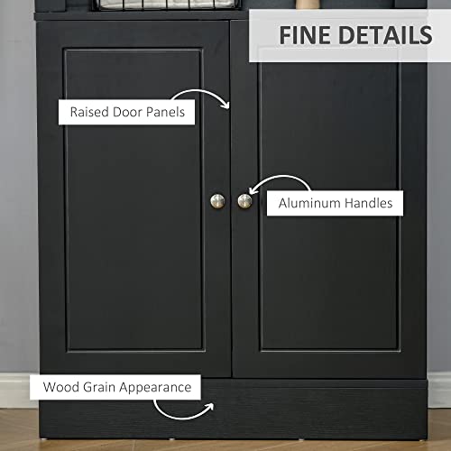 Homcom 72" Kitchen Buffet With Hutch, Kitchen Pantry Cupboard With 2 Door Cabinet, And 2 Adjustable Shelves, Black #TOP5