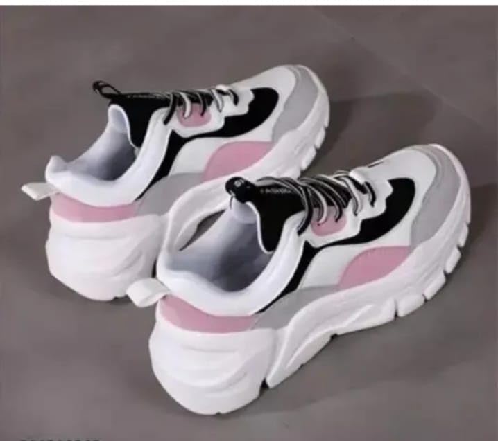 Image of Women Chunky Sneakers Lightweight Lace-Up Sports Shoes Breathable Mesh Running Walking Shoes - NID43975