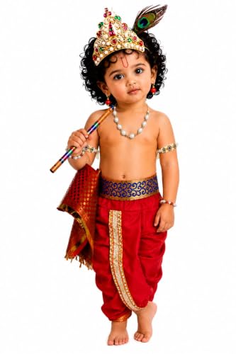 Image of BLU VAPOUR Krishna dress for Kids, krishna dress for baby boy, kanha dress for kids, krishna costume for baby boy,krishna costume for Janmashtami,3 Months-8 Years