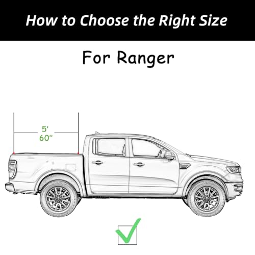 Image of SADELOOS Retractable Truck Bed Tonneau Cover Compatible with 2019-2026 Ranger (5' /60'') Retractable Hard Truck Bed Cover Password Lock