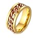 Epinki Bague Anti Stress Acier Inoxydable, 8MM Anneau Tournant Or Homme Bague d'anxiété Taille 67