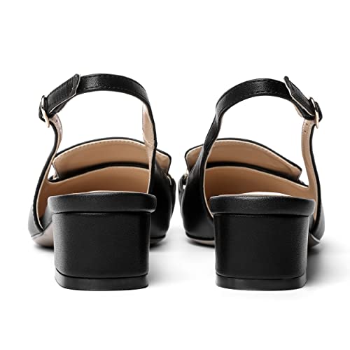 MOVINSTEPS Womens Square Toe Matte Buckle Wedding Metal Solid Dress Adjustable Strap Block Low Heel Pumps Shoes 1.5 Inch4