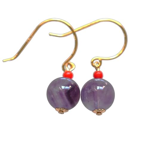 アメジスト エレスチャルクォーツ 赤珊瑚 SV ピアス