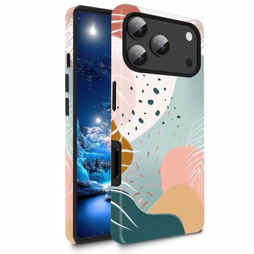 Coque iPhone 17 Pro double couche ultra robuste avec dos artistique abstrait
