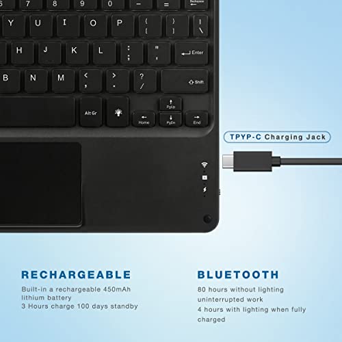 image for Coastacloud Wireless Backlit Bluetooth Keyboard with Touchpad,Ultra Sl