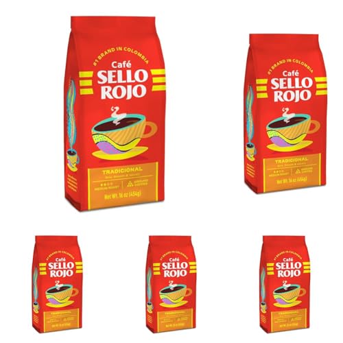 Image of Sello Rojo Tradicional Medium Roast Ground Coffee, 16 oz (Pack of 5)