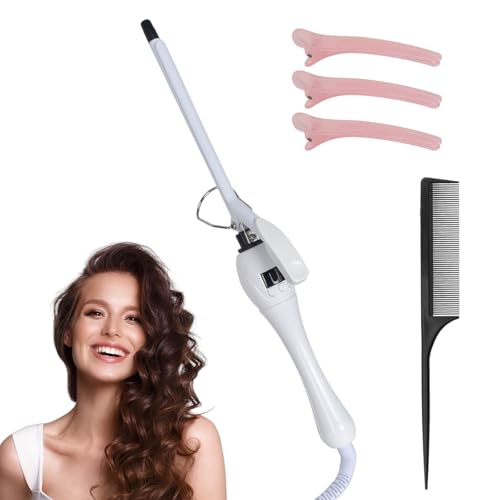 9mm Mini Lockenstäb, Lockenstab Kleine Locken, Professional LCD-Display Lockenwickler 100-210℃, Keramischer 30s Schnelles Aufheizen Temperatur Einstellbar, mit Kamm und Haarspangen (Weiß) 9mm Mini Lockenstäb, Lockenstab Kleine Locken, Professional LCD-Display Lockenwickler 100-210℃, Keramischer 30s Schnelles Aufheizen Temperatur Einstellbar, mit Kamm und Haarspangen (Weiß)