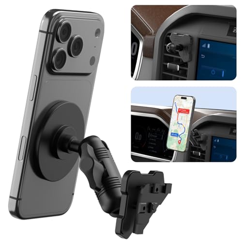 Surfcabin CNC Truck Air Vent Phone Holder Magnetic Full Metal Phone Mount for F150 Phone Cradles Compatible with Ford F150 2021-2025 & Super Duty F250 F350 F450 2021-2025 and Most Cellphones