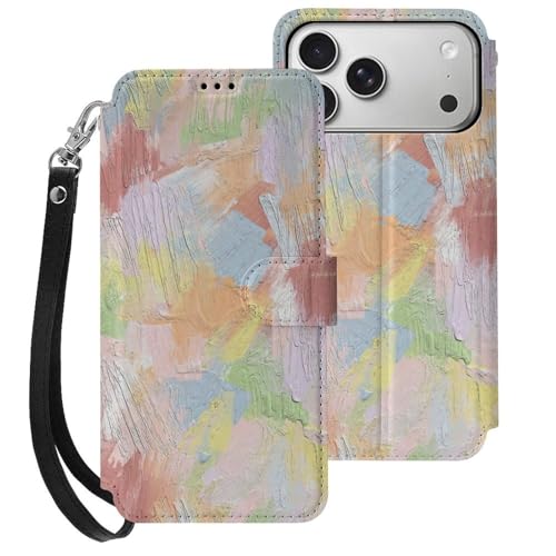 iphone 17用 ケース 水彩 ペンキ模様 手帳型 と互換性のある カード収納 いphone17用 カバー 手帳型 Puレザー 横置きスタンド機能 折りたたみ スマホケース スタンド付き アイフォン 17用 ケース 内蔵マグネット 開閉式 財布型 軽量