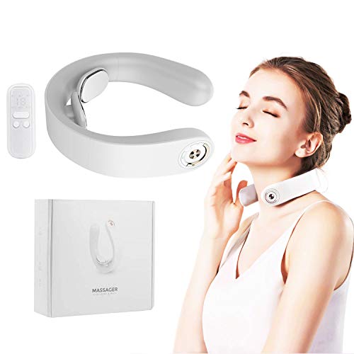 Intelligent Neck Massager, Cervical Massager with Heat, Electric Pulse Neck Pain Relief, Wireless Remote Control for Car Office and Home