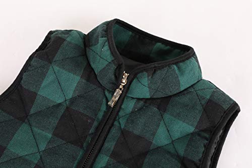 Ivay Girls Buffalo Cotton Plaid Quilted Vest Cute Puff Lined Gilet #TOP3